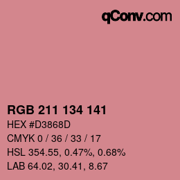 カラーコード: RGB 211 134 141 | qconv.com