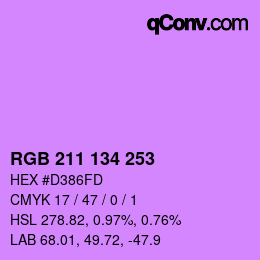 Color code: RGB 211 134 253 | qconv.com