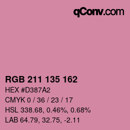 カラーコード: RGB 211 135 162 | qconv.com