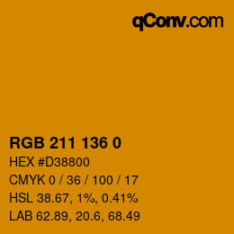 Color code: RGB 211 136 0 | qconv.com