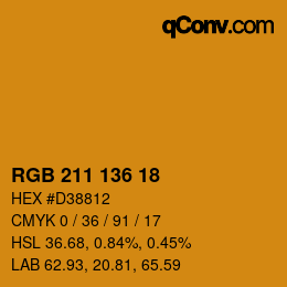 Color code: RGB 211 136 18 | qconv.com