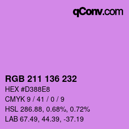 Color code: RGB 211 136 232 | qconv.com