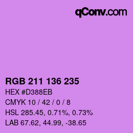 Color code: RGB 211 136 235 | qconv.com