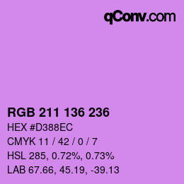 Color code: RGB 211 136 236 | qconv.com