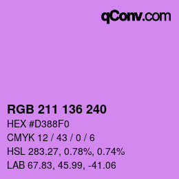 Color code: RGB 211 136 240 | qconv.com