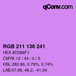 Color code: RGB 211 136 241 | qconv.com