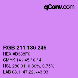 Color code: RGB 211 136 246 | qconv.com