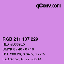 Color code: RGB 211 137 229 | qconv.com