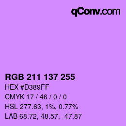 Color code: RGB 211 137 255 | qconv.com