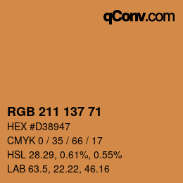 Color code: RGB 211 137 71 | qconv.com
