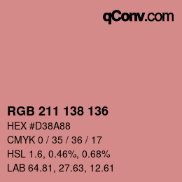 Color code: RGB 211 138 136 | qconv.com