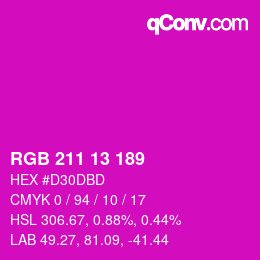 Color code: RGB 211 13 189 | qconv.com