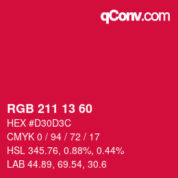 カラーコード: RGB 211 13 60 | qconv.com
