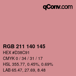 カラーコード: RGB 211 140 145 | qconv.com
