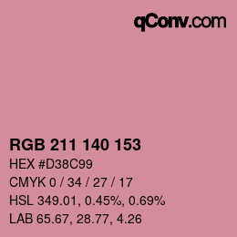 カラーコード: RGB 211 140 153 | qconv.com
