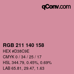 カラーコード: RGB 211 140 158 | qconv.com