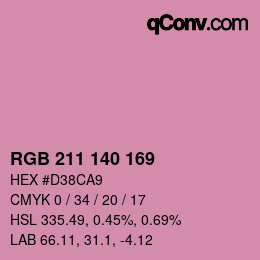 カラーコード: RGB 211 140 169 | qconv.com
