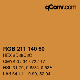カラーコード: RGB 211 140 60 | qconv.com