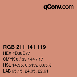 カラーコード: RGB 211 141 119 | qconv.com