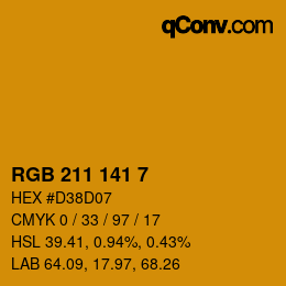 Color code: RGB 211 141 7 | qconv.com