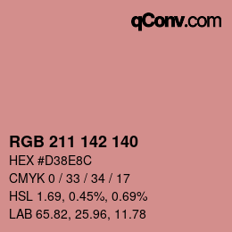 Color code: RGB 211 142 140 | qconv.com