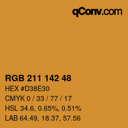 Color code: RGB 211 142 48 | qconv.com