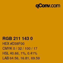 カラーコード: RGB 211 143 0 | qconv.com