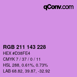 カラーコード: RGB 211 143 228 | qconv.com