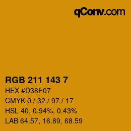 Color code: RGB 211 143 7 | qconv.com