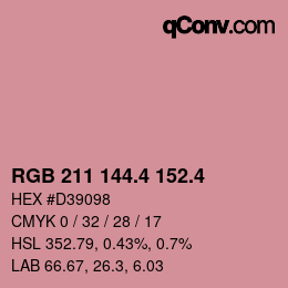 カラーコード: RGB 211 144.4 152.4 | qconv.com
