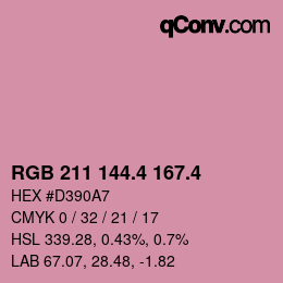 カラーコード: RGB 211 144.4 167.4 | qconv.com