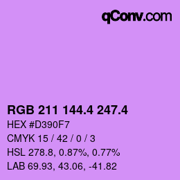 カラーコード: RGB 211 144.4 247.4 | qconv.com