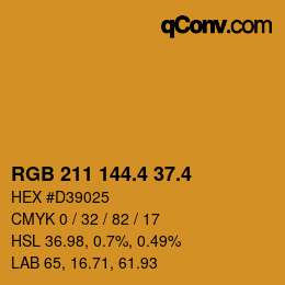 カラーコード: RGB 211 144.4 37.4 | qconv.com