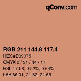 カラーコード: RGB 211 144.8 117.4 | qconv.com