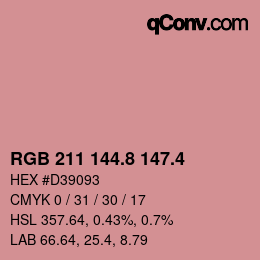 カラーコード: RGB 211 144.8 147.4 | qconv.com