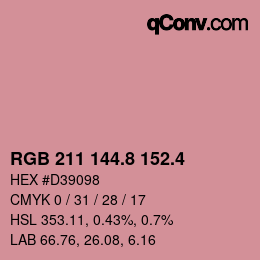 カラーコード: RGB 211 144.8 152.4 | qconv.com