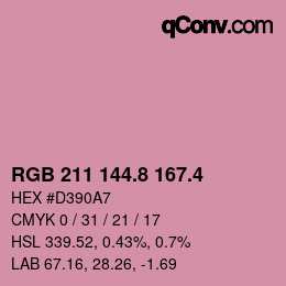 カラーコード: RGB 211 144.8 167.4 | qconv.com