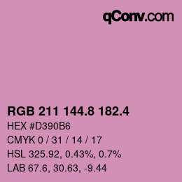 カラーコード: RGB 211 144.8 182.4 | qconv.com