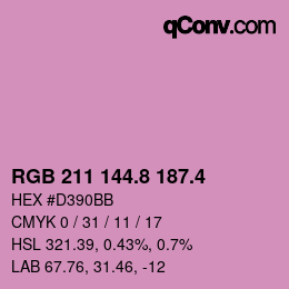 カラーコード: RGB 211 144.8 187.4 | qconv.com