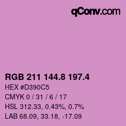 カラーコード: RGB 211 144.8 197.4 | qconv.com