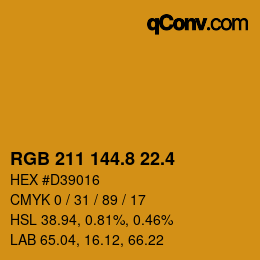 カラーコード: RGB 211 144.8 22.4 | qconv.com