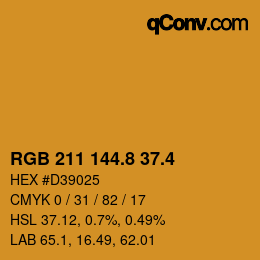 カラーコード: RGB 211 144.8 37.4 | qconv.com