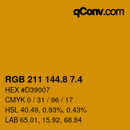 カラーコード: RGB 211 144.8 7.4 | qconv.com
