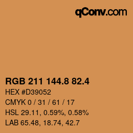 カラーコード: RGB 211 144.8 82.4 | qconv.com