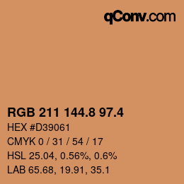 カラーコード: RGB 211 144.8 97.4 | qconv.com