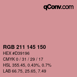 カラーコード: RGB 211 145 150 | qconv.com