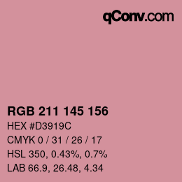 カラーコード: RGB 211 145 156 | qconv.com