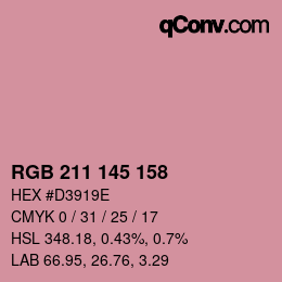 カラーコード: RGB 211 145 158 | qconv.com