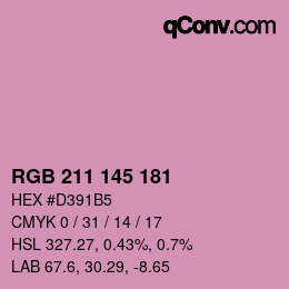 カラーコード: RGB 211 145 181 | qconv.com