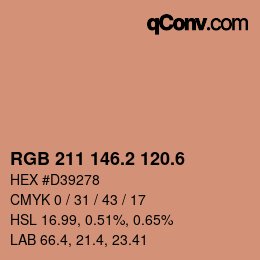 カラーコード: RGB 211 146.2 120.6 | qconv.com